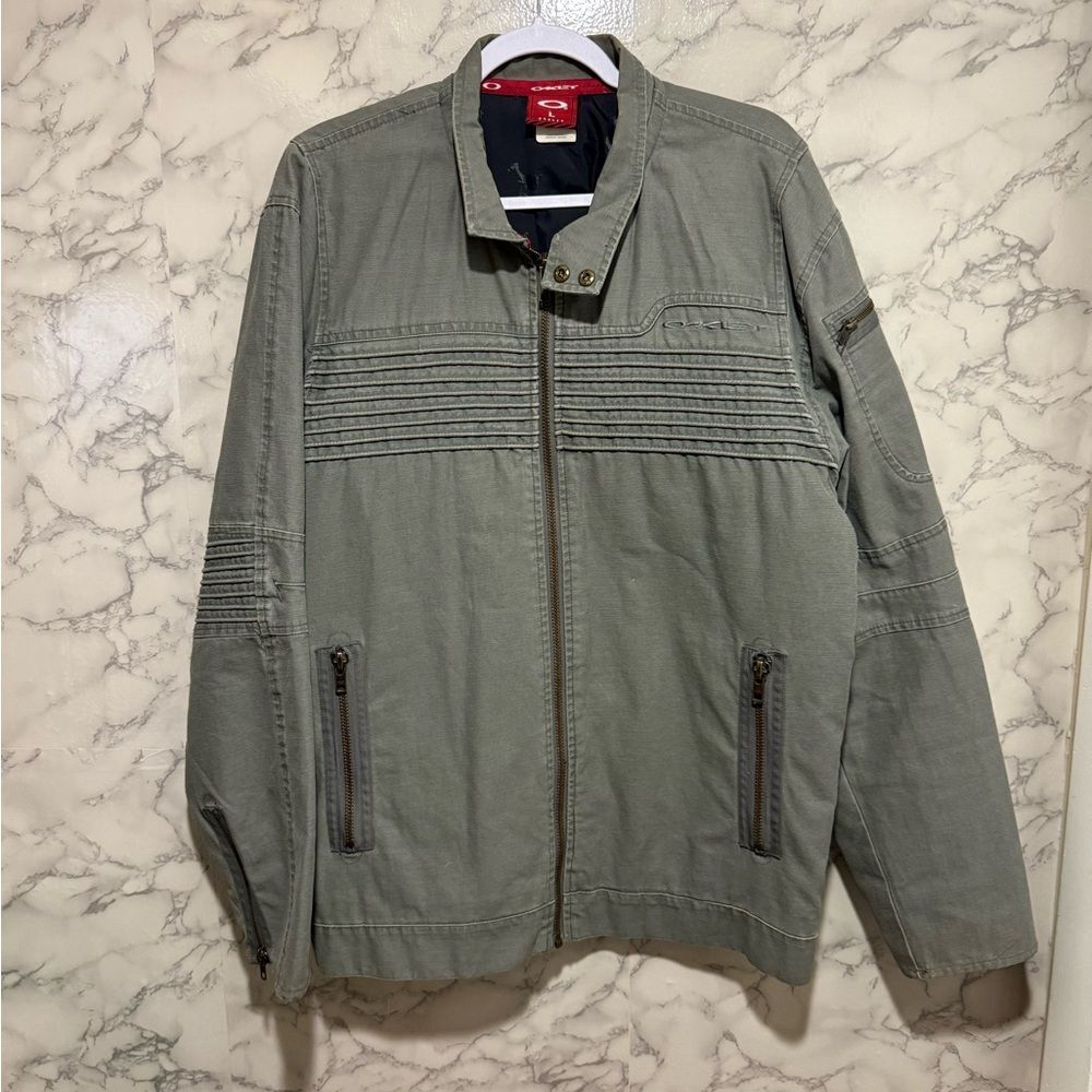 NEW OAKLEY BIKER JACKET Men's Lightweight Zip Front Jacket - Olive Green L